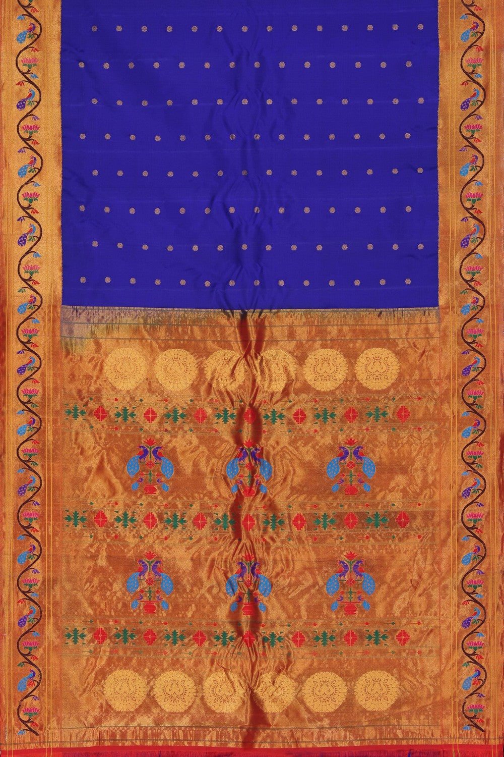 Image of Gadwal Silk Indigo Blue Saree